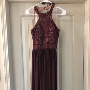Deep wine color bridesmaid/prom dress